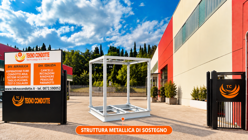 Ingresso industriale con struttura metallica